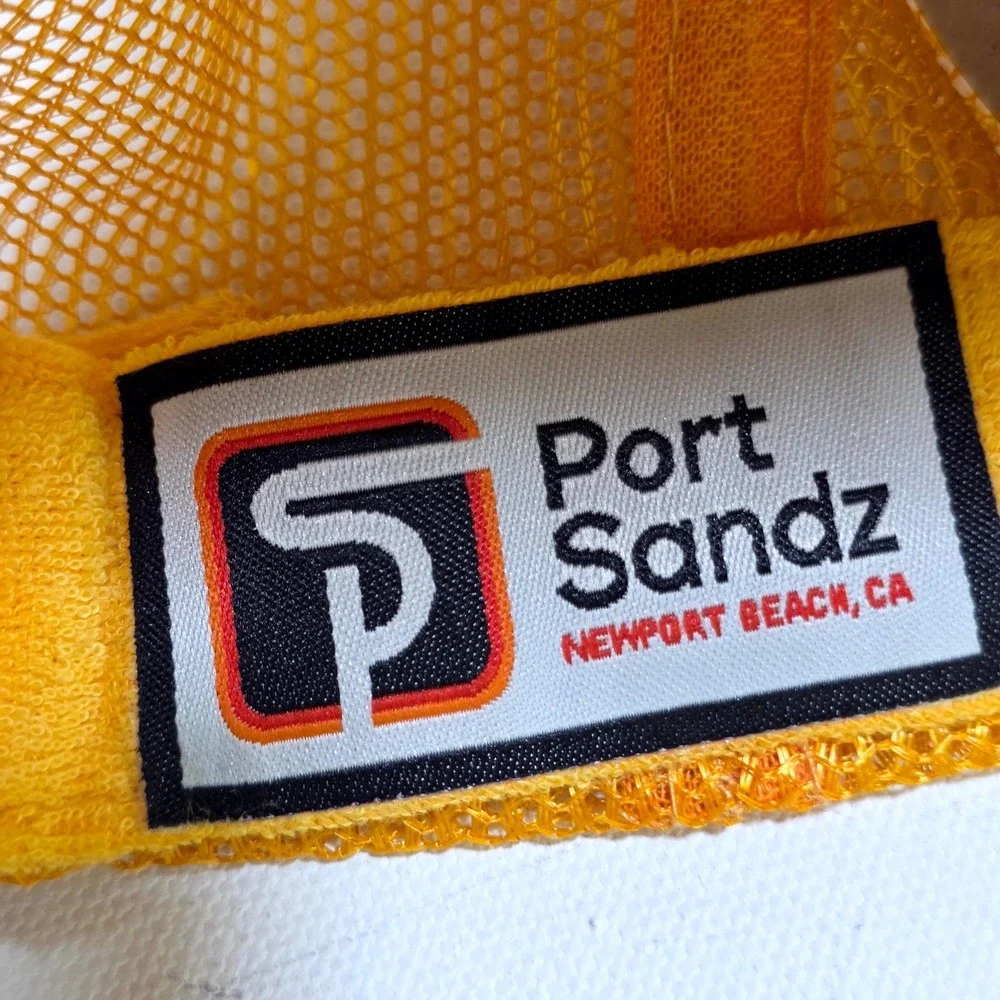 Port Sandz Trucker Hat Surfer Mustard Yellow Shine Sun Patch Mesh Snapback Beach